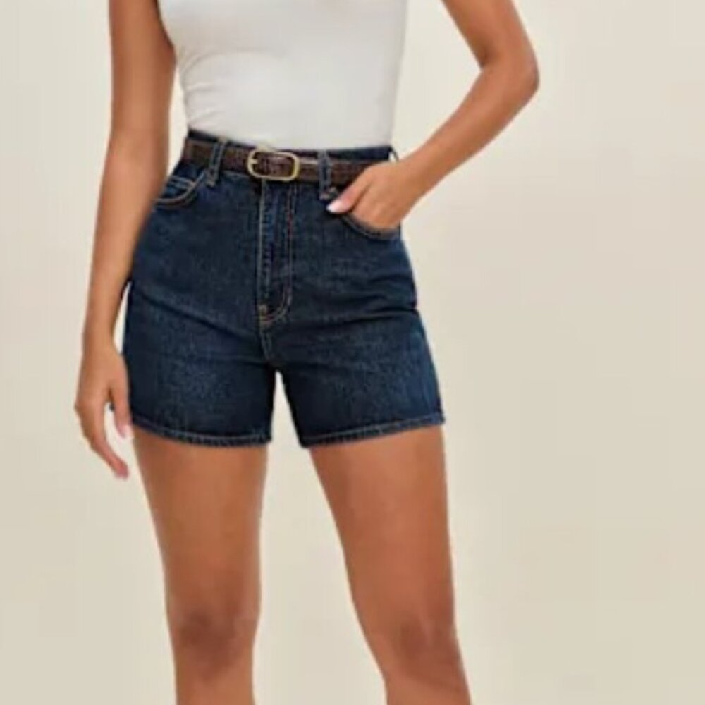 Reformation Saige High Rise 4” Jean Shorts Blue - Size 26